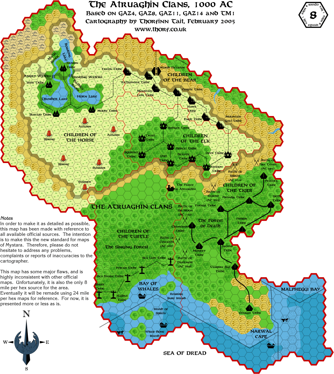 Atruaghin Clans, 8 miles per hex, March 2005