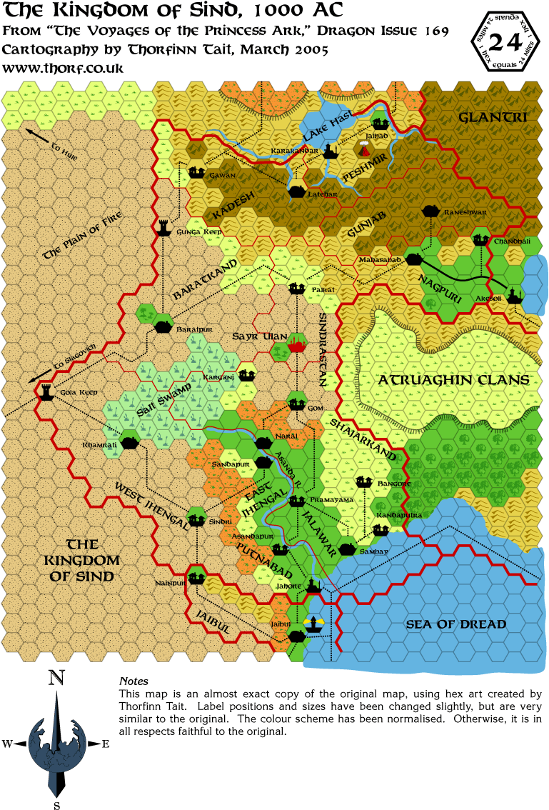 Dragon 169 Kingdom of Sind, 24 miles per hex, Mar 2005