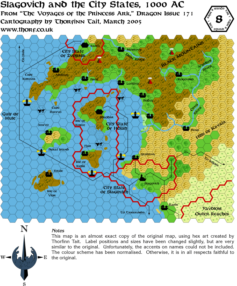 Dragon 171 Slagovich and the City States, 8 miles per hex, Mar 2005