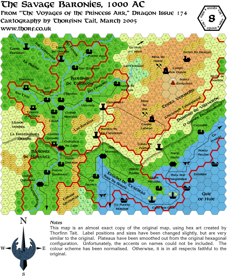 Dragon 174 Savage Baronies, 8 miles per hex, Mar 2005