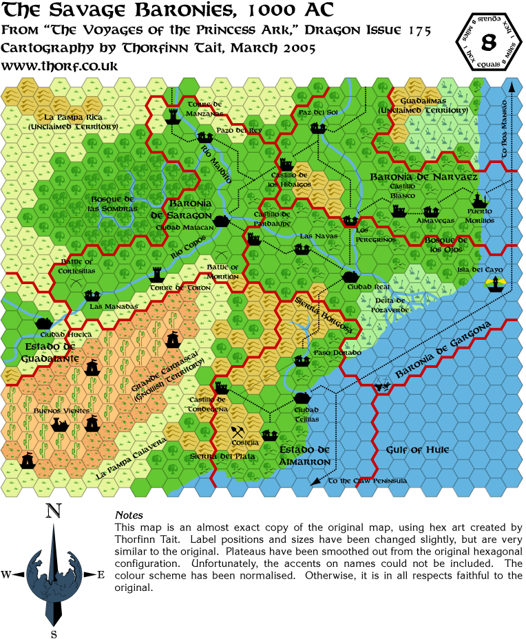 Dragon 175 Savage Baronies, 8 miles per hex, Mar 2005