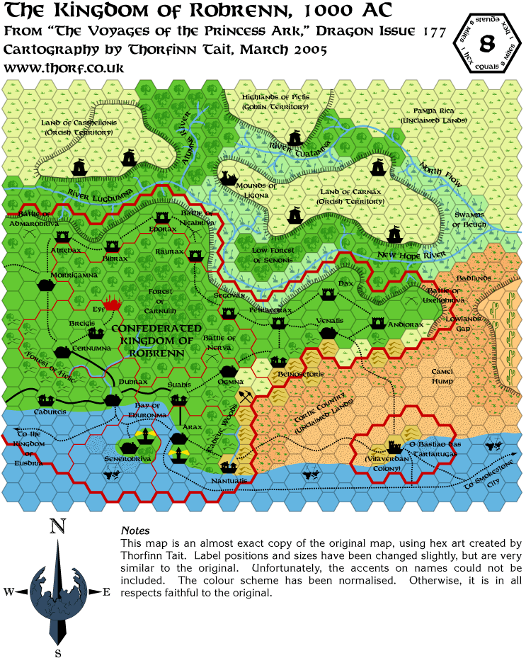 Dragon 177 Robrenn, 8 miles per hex, Mar 2005