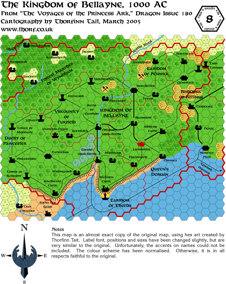 Dragon 180 Bellayne, 8 miles per hex, Mar 2005