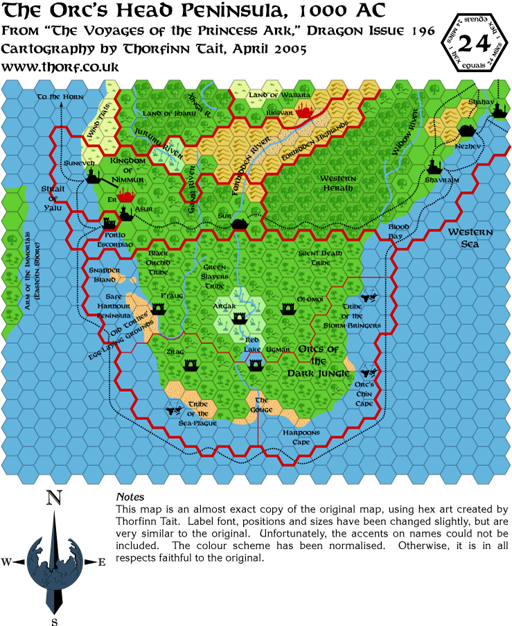 Dragon 196 Orc's Head Peninsula, 24 miles per hex, Apr 2005