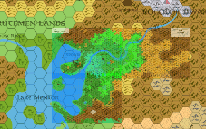 Hutaaka 8 mile per hex map overlaid on Iciria 40 mile per hex, July 2005