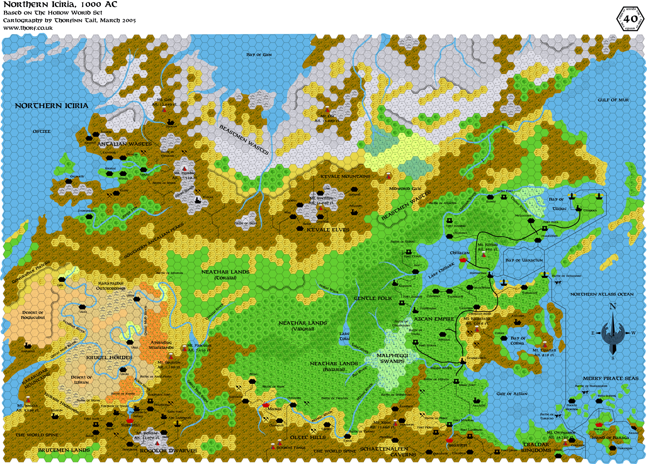 Northern Iciria, 1004 AC, 40 miles per hex, Mar 2005