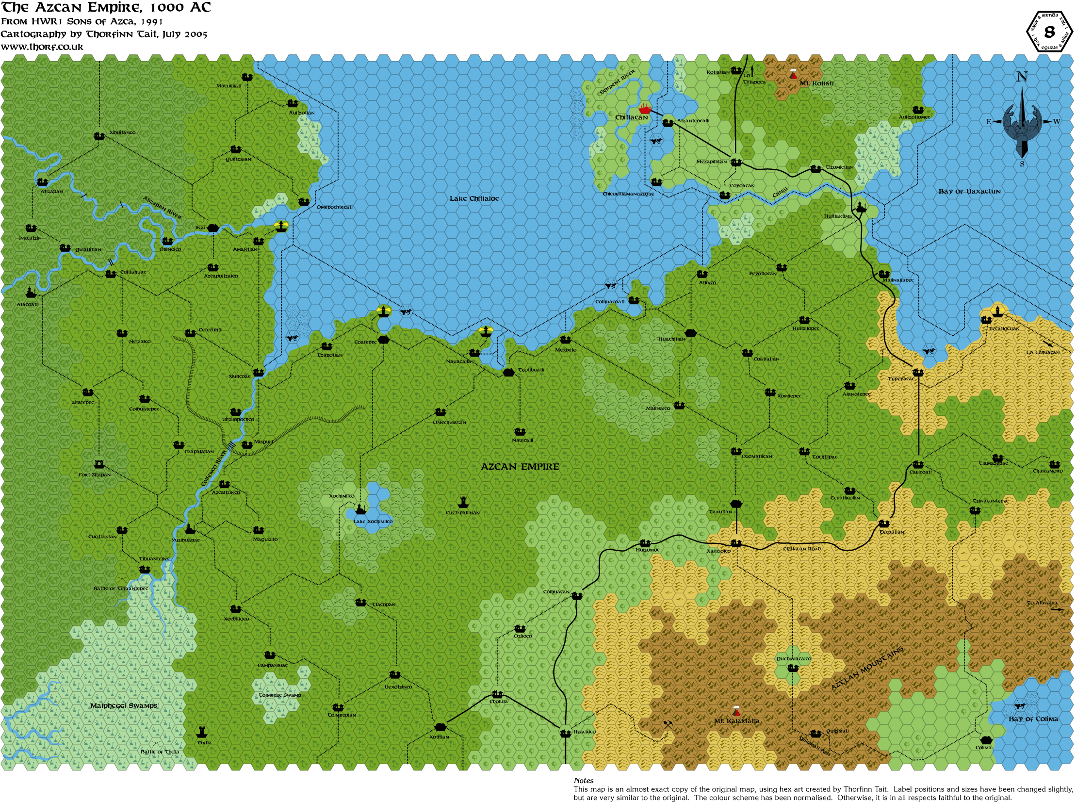 HWR1 Azcan Empire, 8 miles per hex, Jul 2005