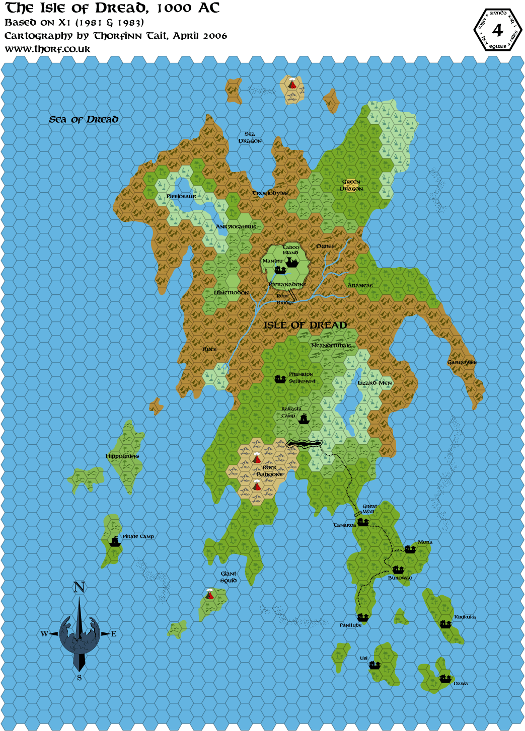 Isle of Dread, 4 miles per hex, Apr 2006