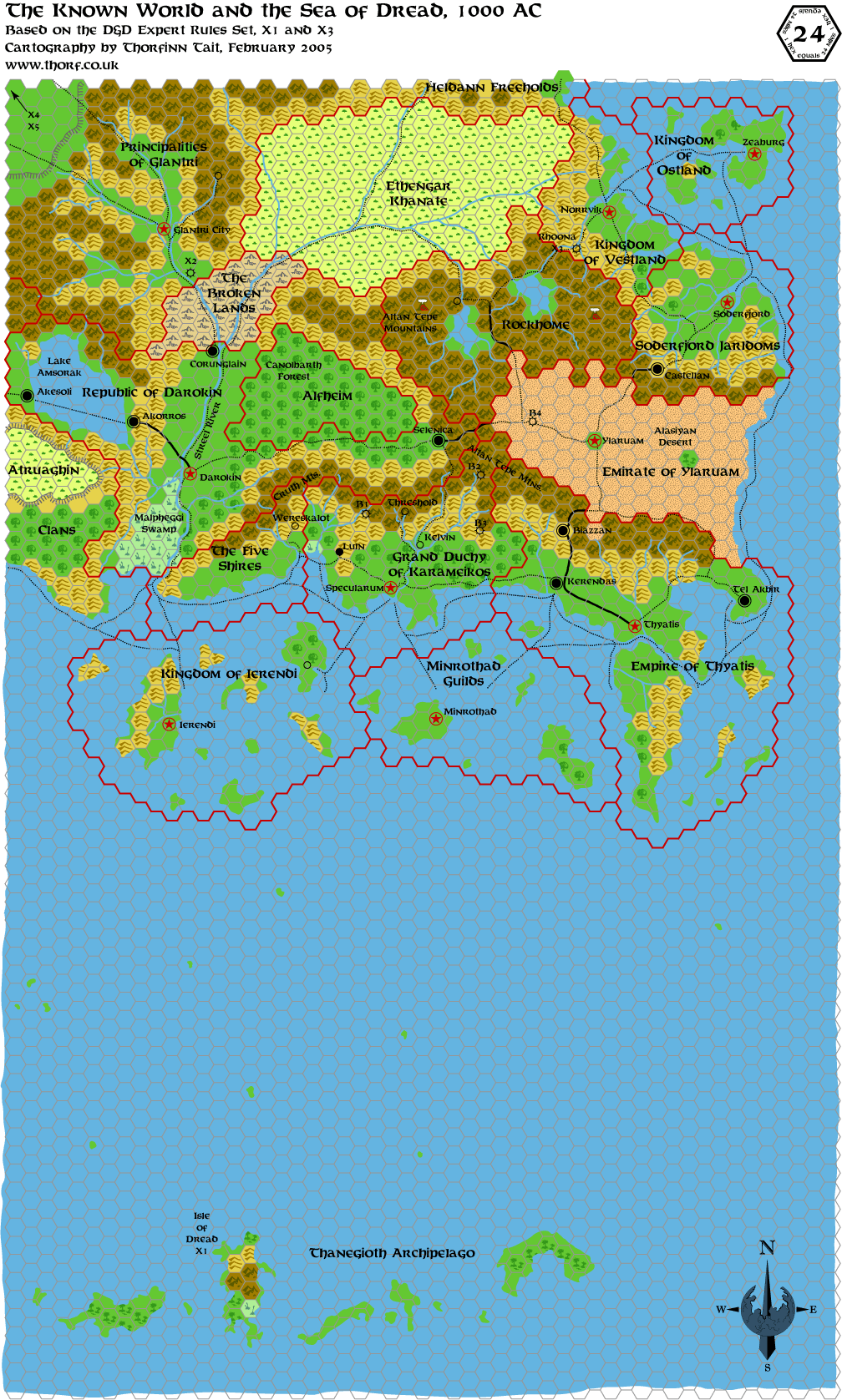 Known World, 24 miles per hex, Feb 2005