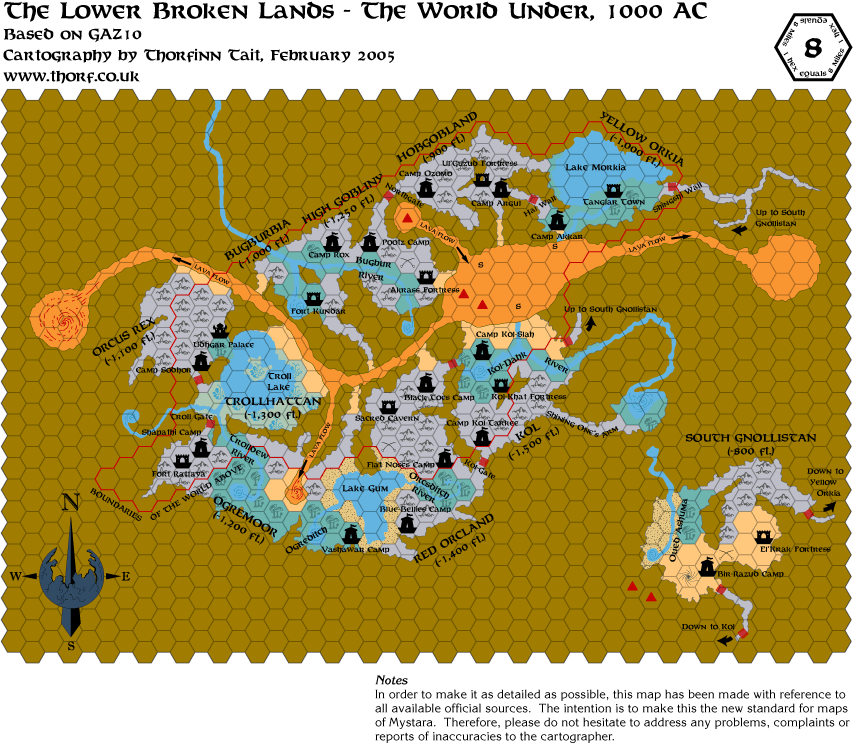 Lower Broken Lands, 8 miles per hex, Feb 2005