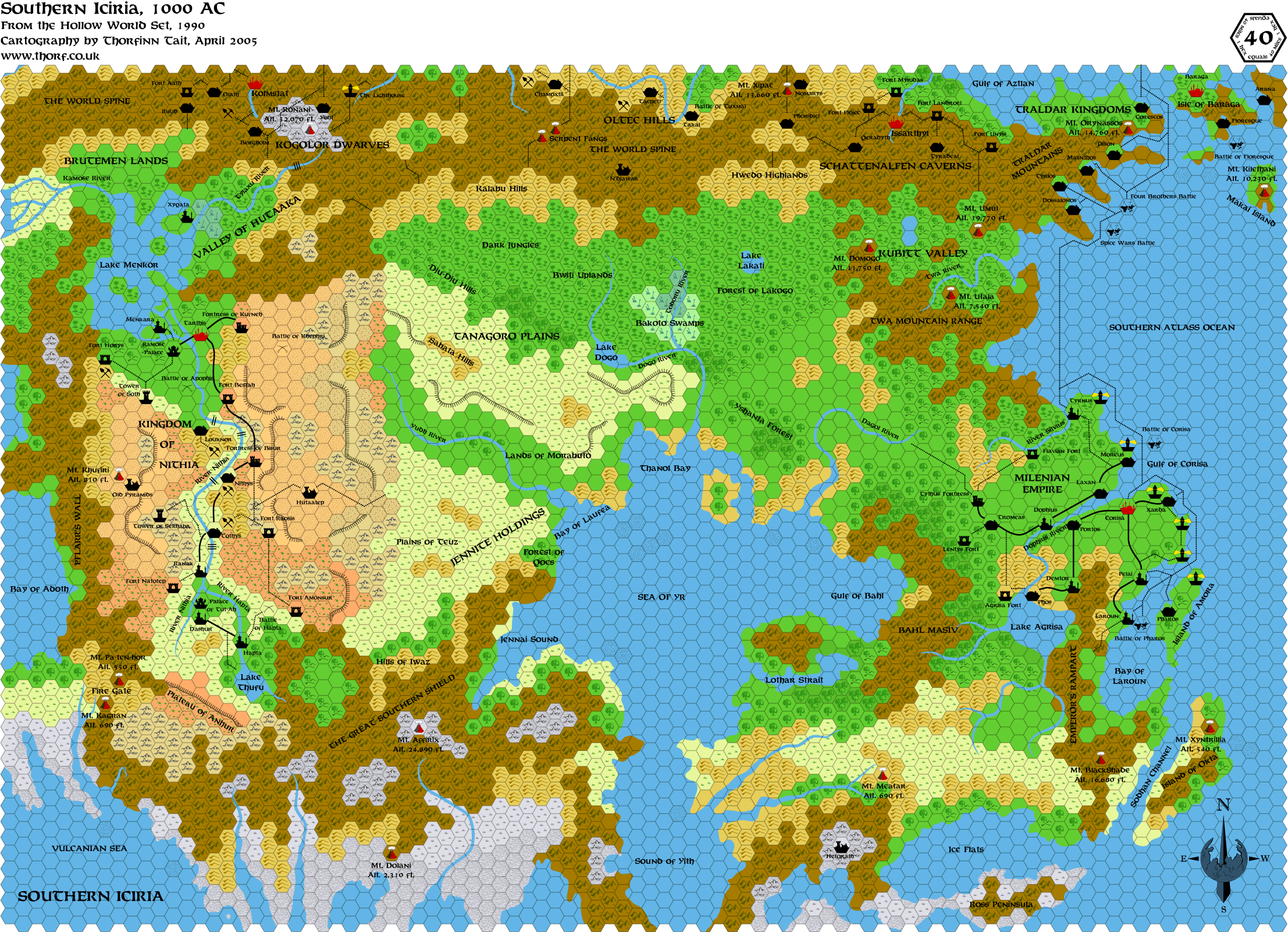 Southern Iciria, 40 miles per hex, Apr 2005