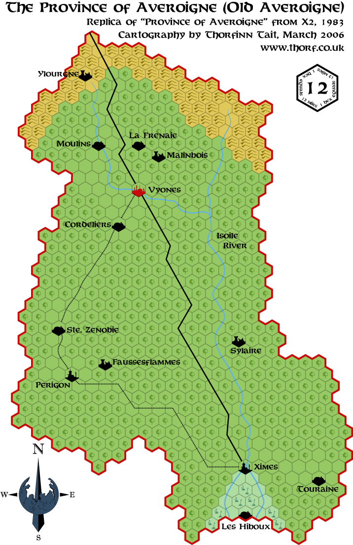 X2 Old Averoigne, 12 miles per hex, Mar 2006