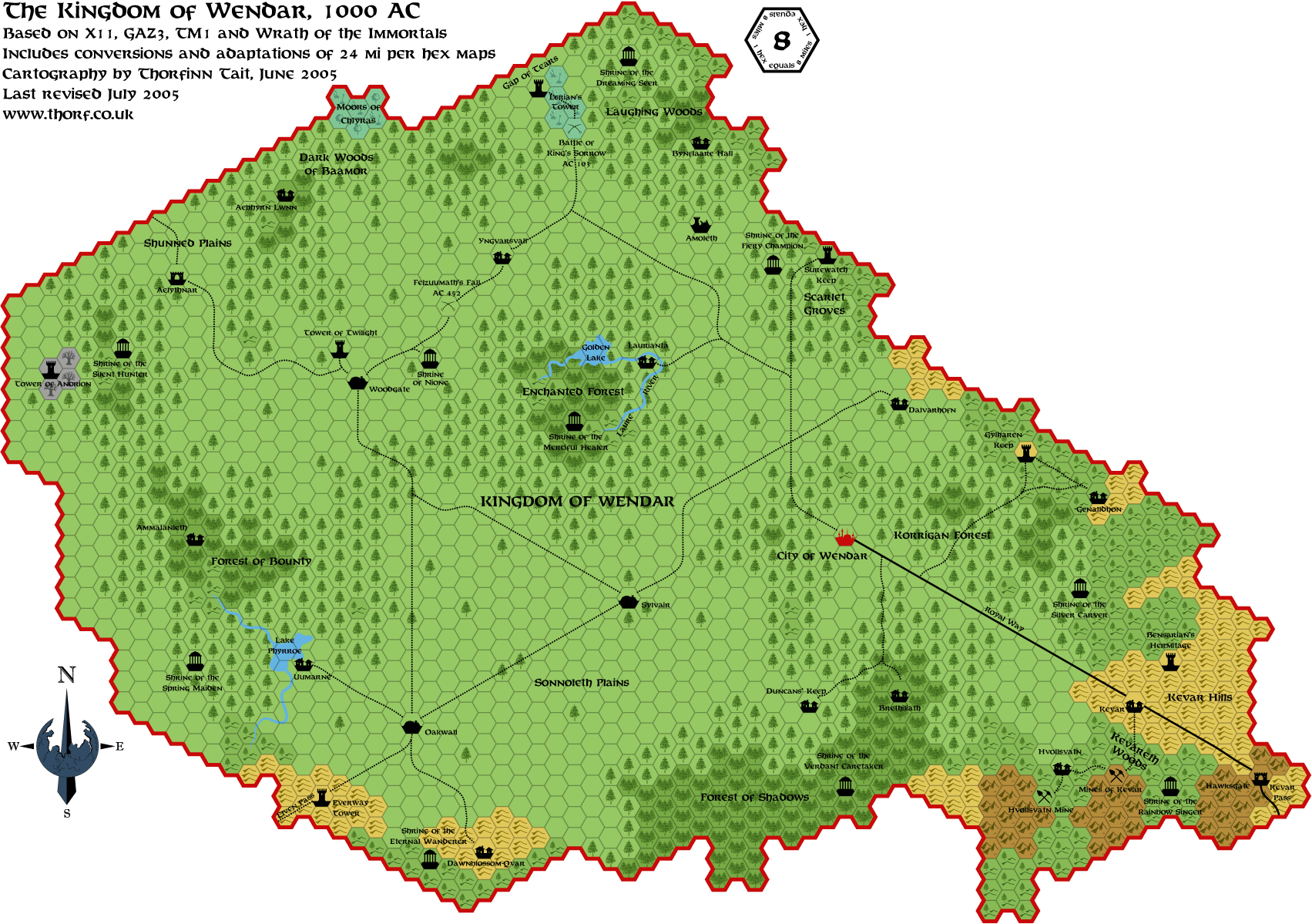 Wendar, 8 miles per hex, July 2005