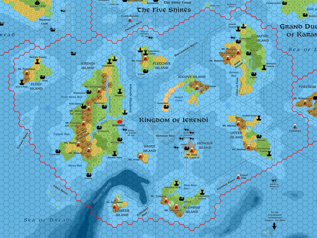 Ierendi, 8 miles per hex