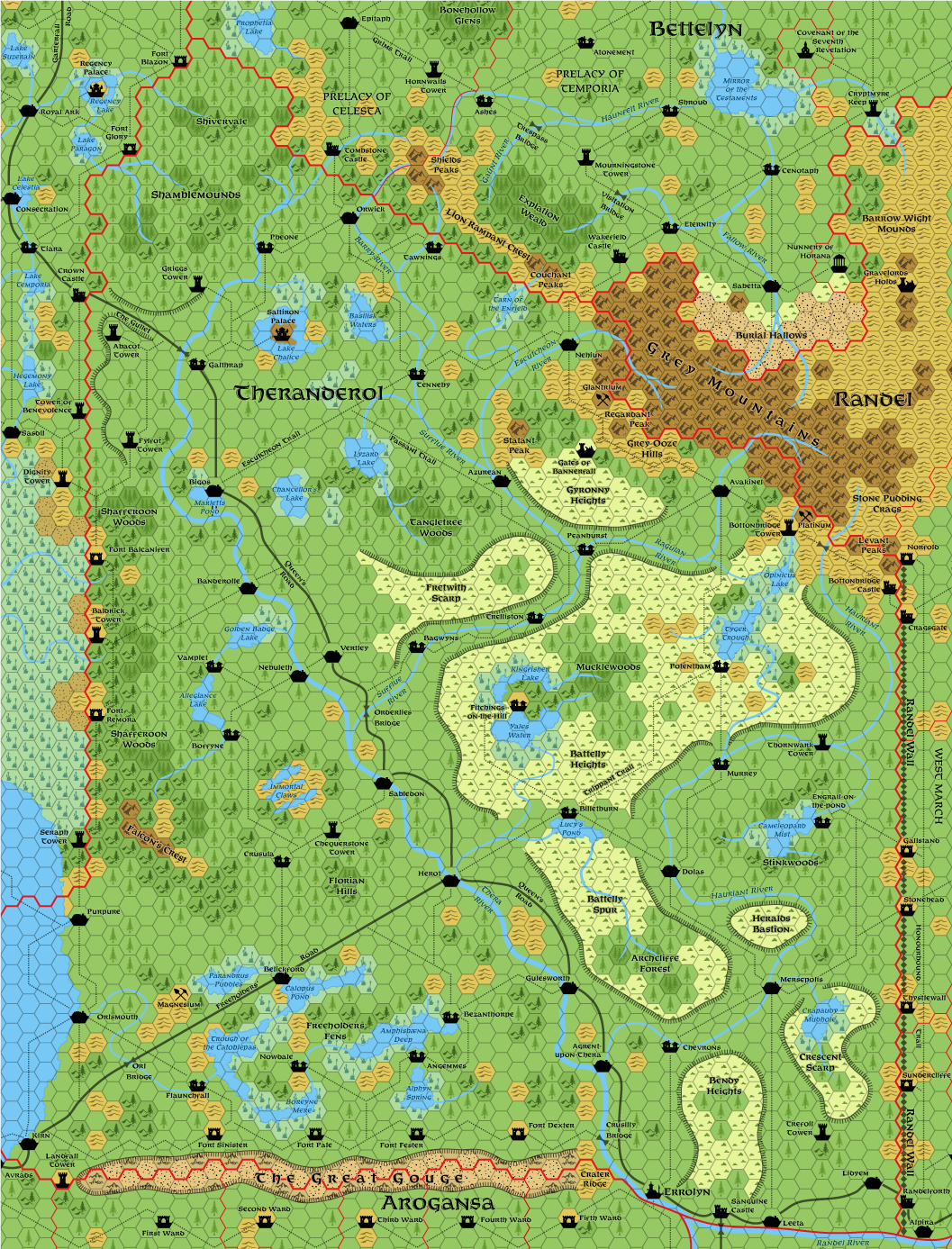 Theranderol, 8 miles per hex | Atlas of Mystara