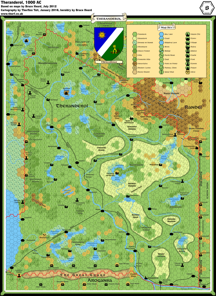 Theranderol, 8 miles per hex