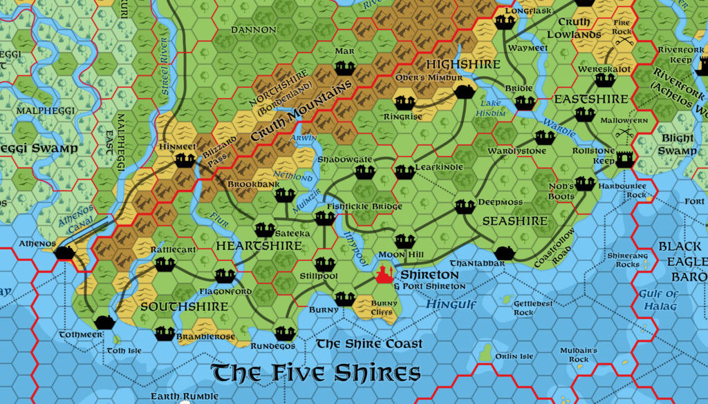 Five Shires, 8 miles per hex
