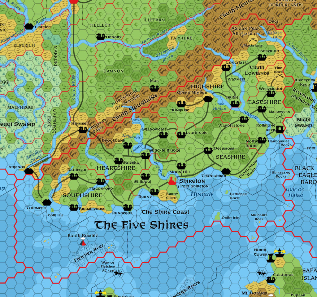 Five Shires, 8 miles per hex