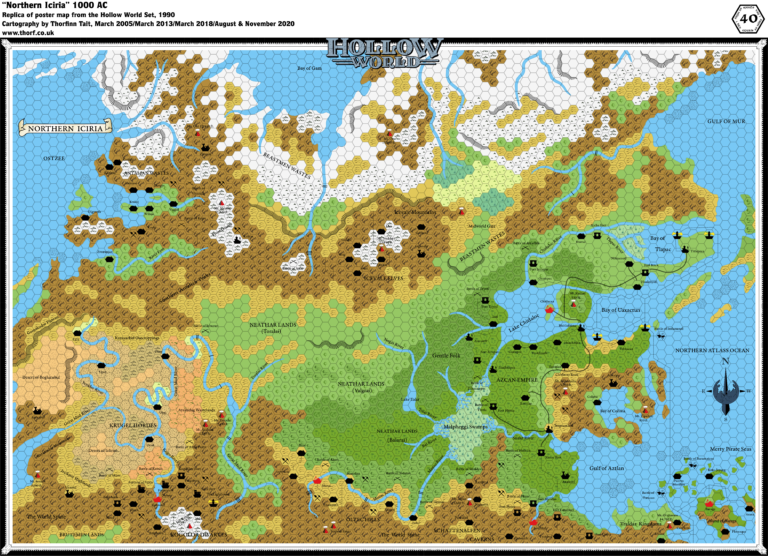 Hollow World Set Northern Iciria, 40 miles per hex | Atlas of Mystara