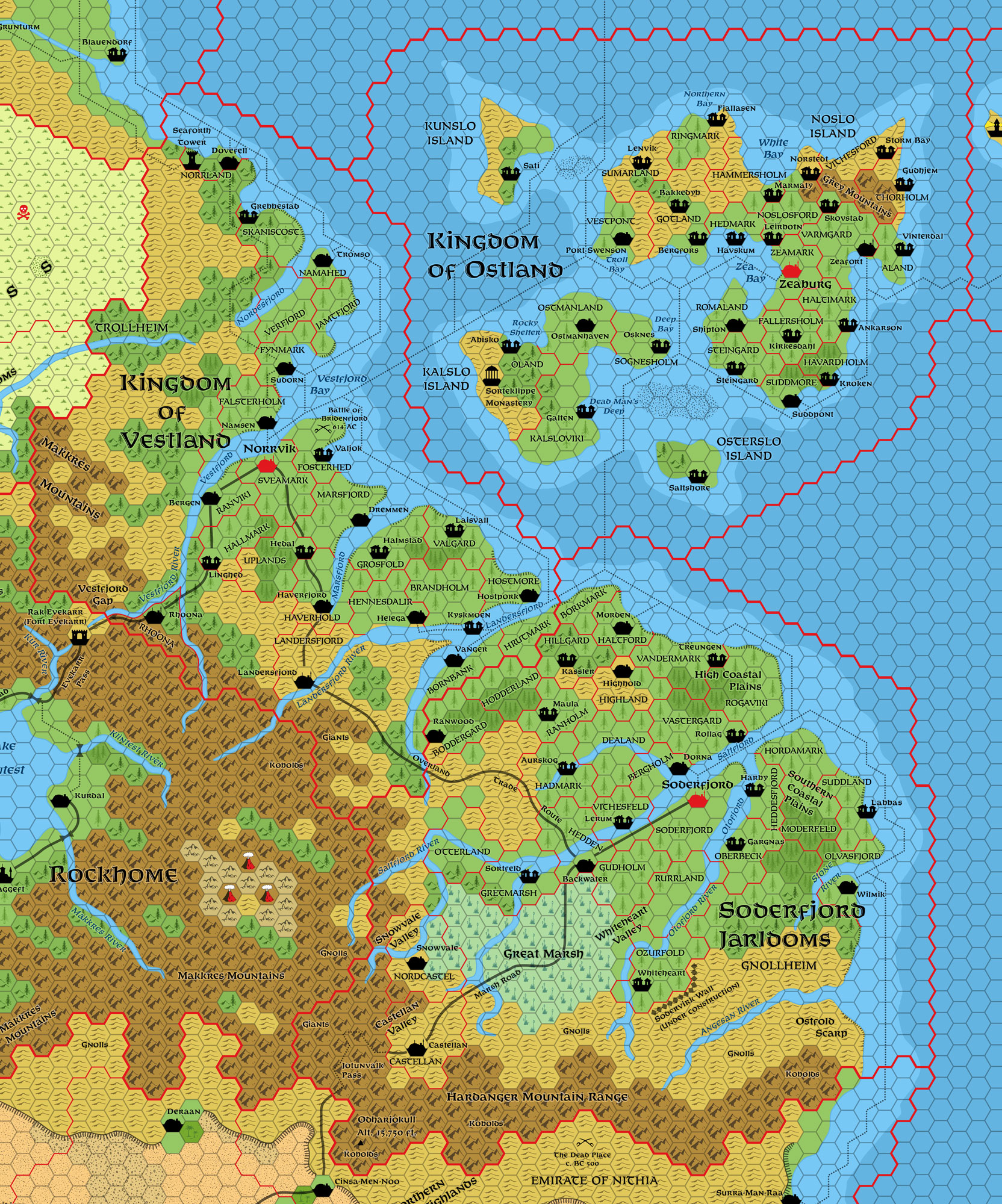 Northern Reaches, 8 miles per hex