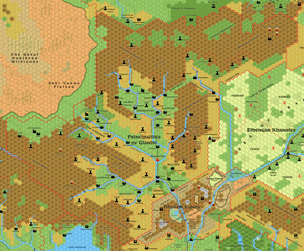 Glantri, 8 miles per hex