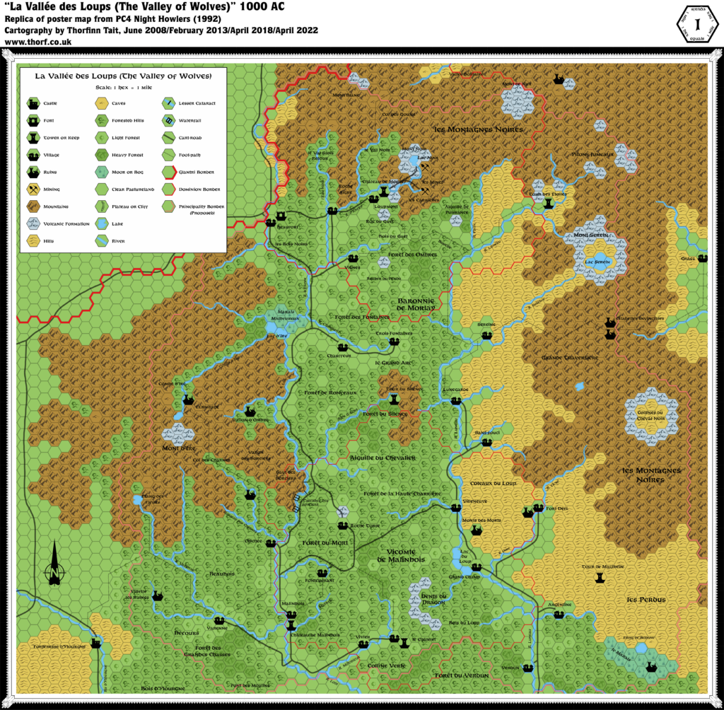Replica of PC4's La Vallée des Loups map, 1 mile per hex