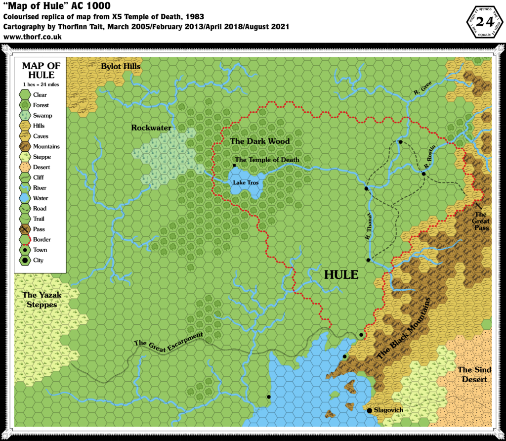 Replica of X5's Hule map, 24 miles per hex