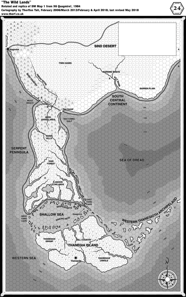 Rotated replica of X6's Wild Lands map, 24 miles per hex