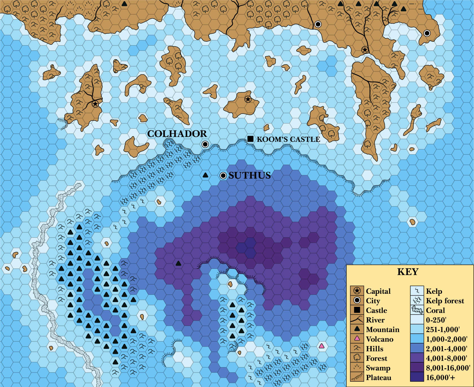 X7 Sea of Dread, 24 miles per hex | Atlas of Mystara