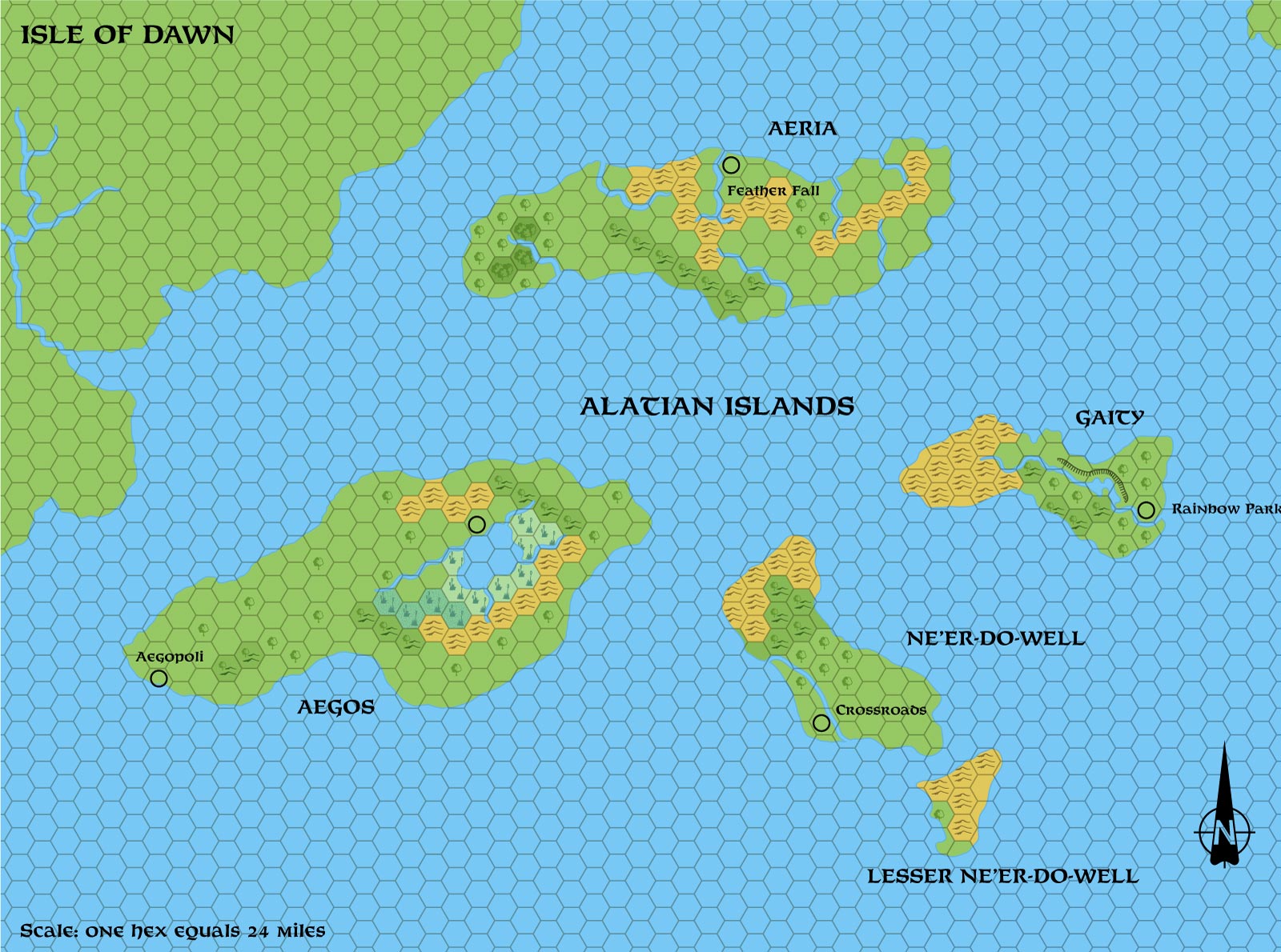 Island 24. Карта Aeria. Atlas of Mystara.