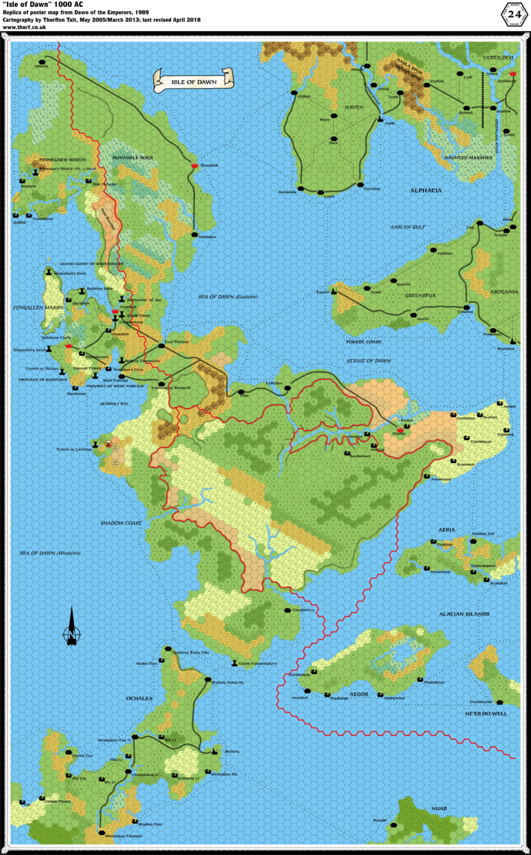 Dawn of the Emperors Isle of Dawn, 24 miles per hex | Atlas of Mystara