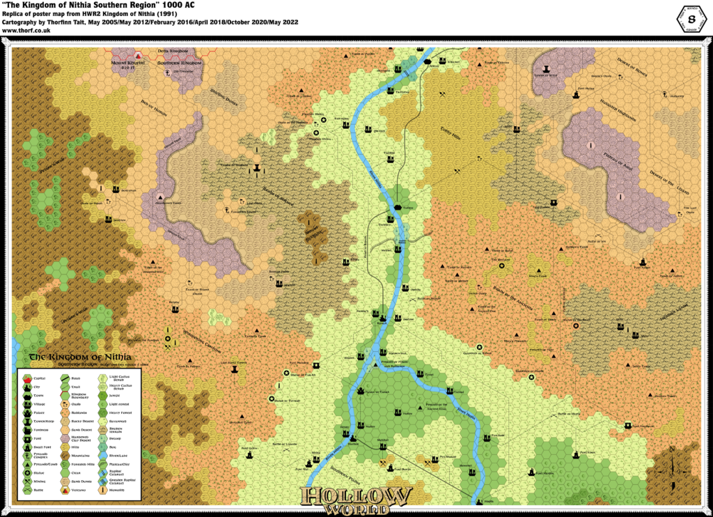 Replica of HWR2's Nithia Southern Region poster map, 8 miles per hex