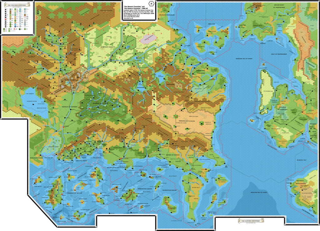 Combined replica of TM1 & TM2 The Western and Eastern Countries, 8 miles per hex