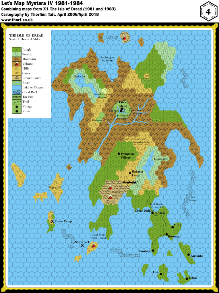 The Isle of Dread, 4 miles per hex (1984)