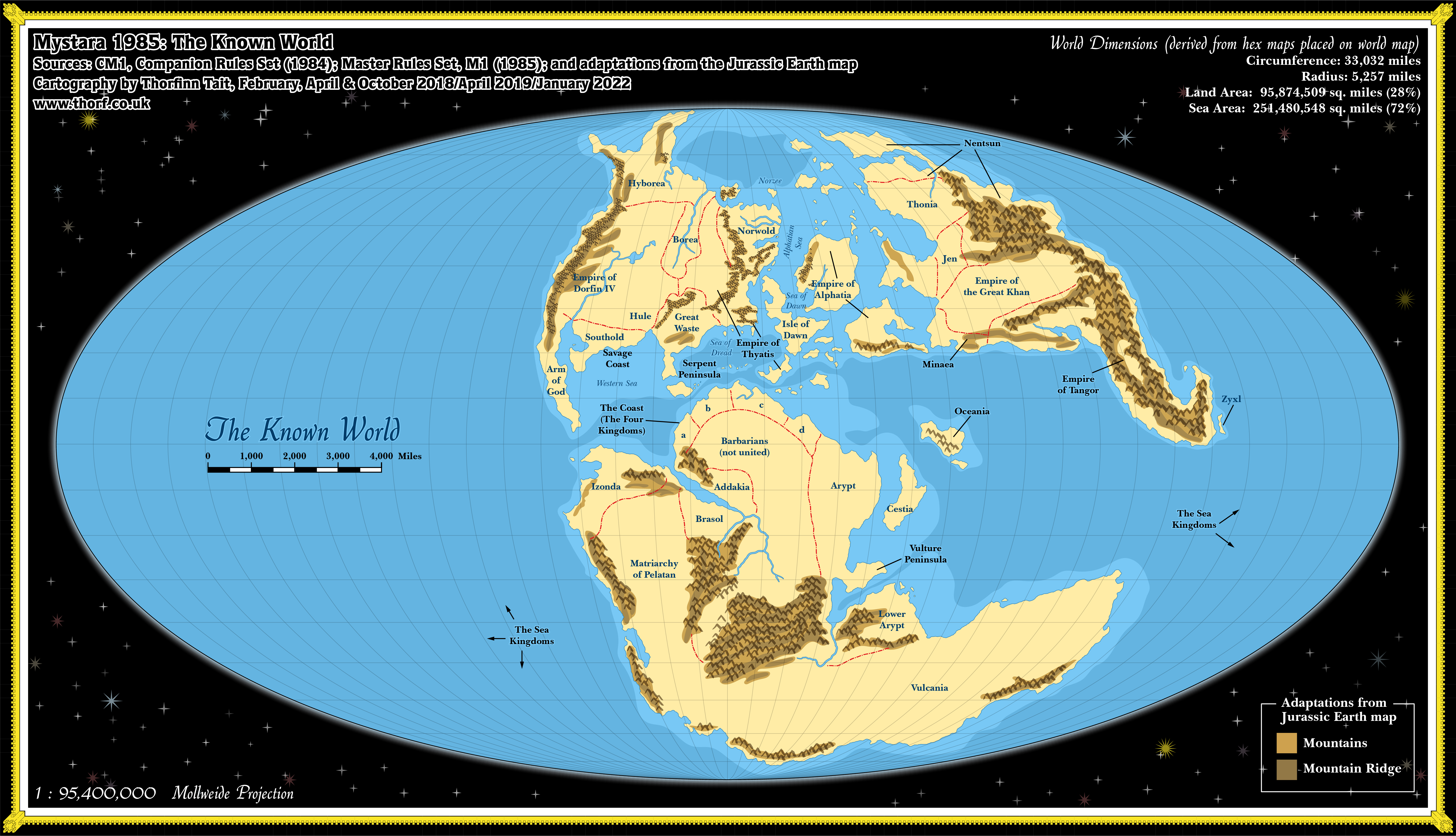 Continents - World Map Mollweide Projection