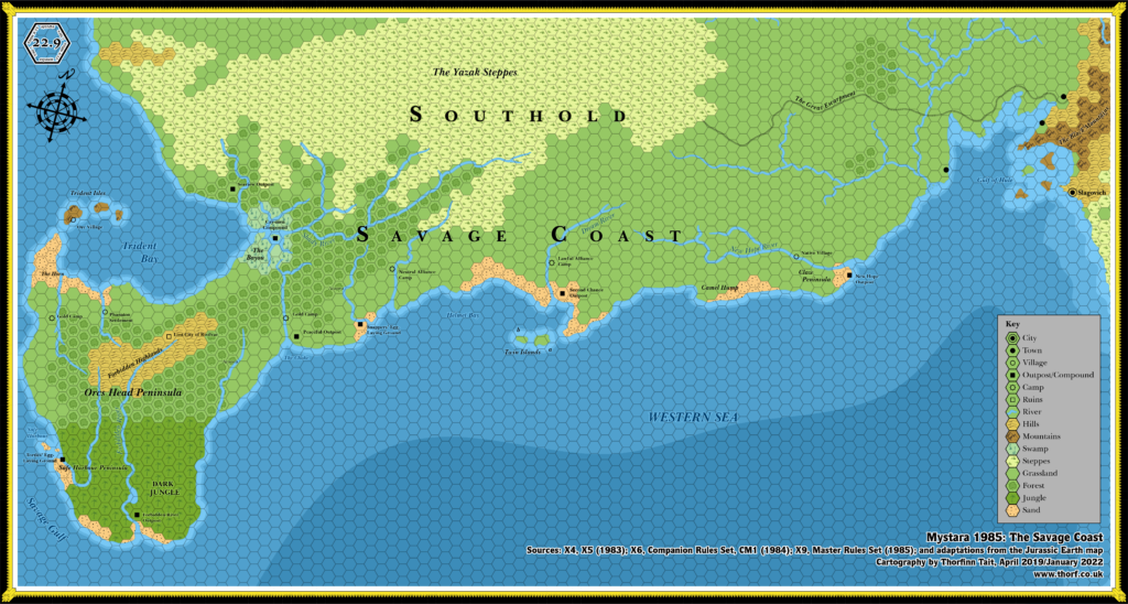 The Savage Coast, 22.9 miles per hex (1985)