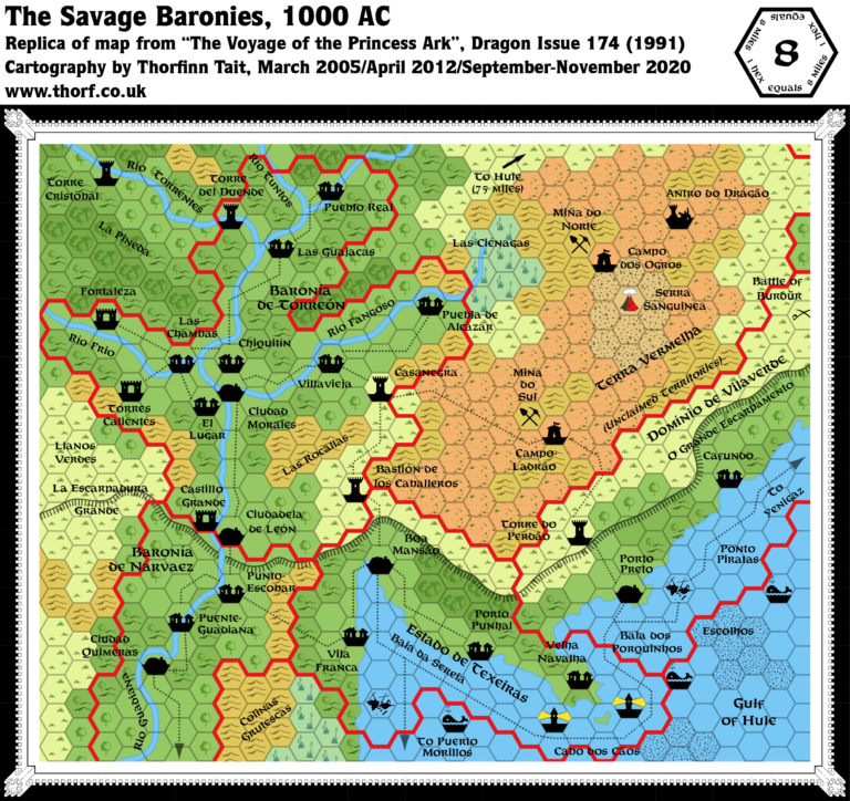 Dragon 174 Savage Baronies, 8 mi per hex | Atlas of Mystara