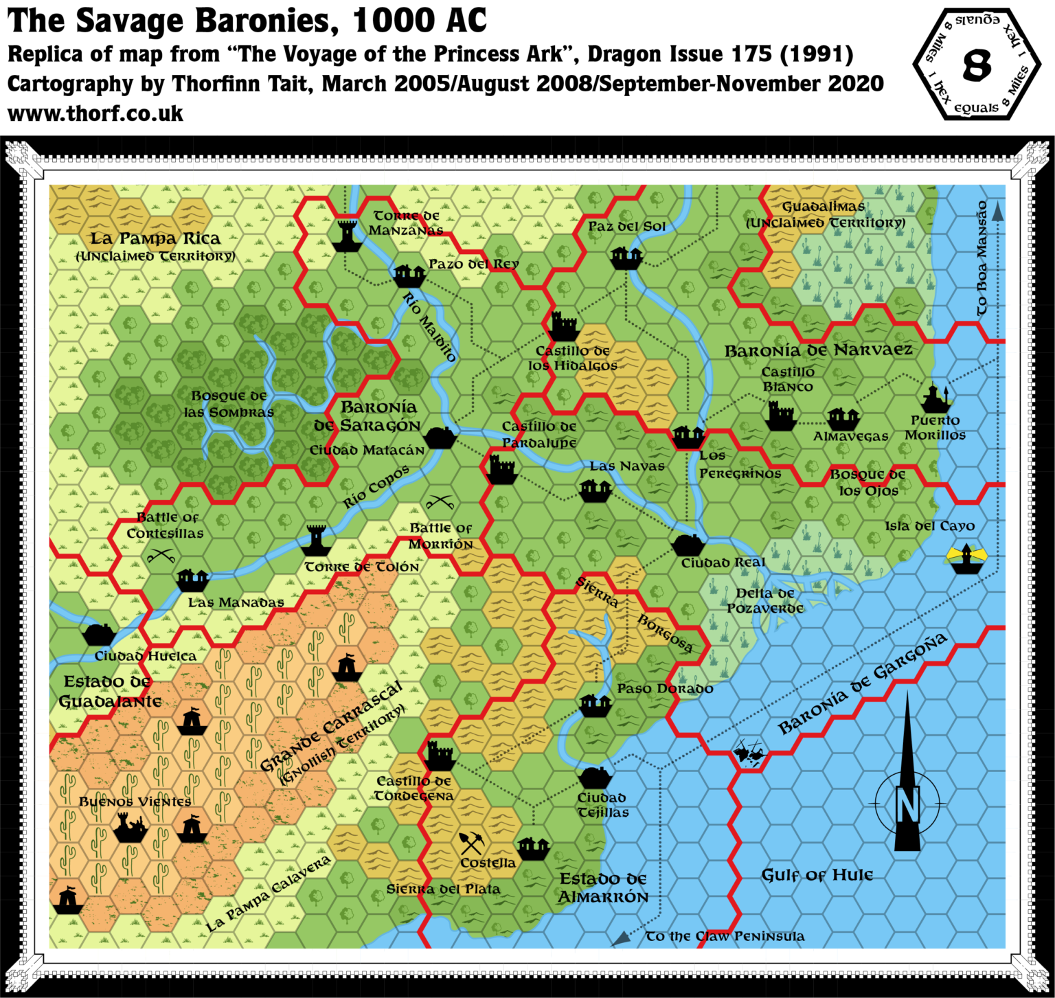 Dragon 175 Savage Baronies, 8 miles per hex | Atlas of Mystara