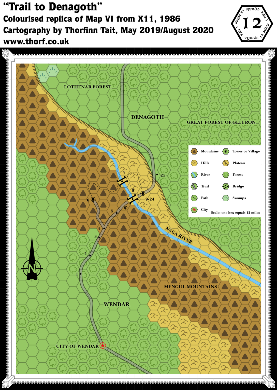 X11 Trail to Denagoth, 12 miles per hex | Atlas of Mystara