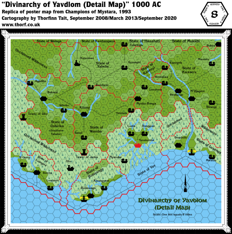 Champions of Mystara Yavdlom, 8 miles per hex | Atlas of Mystara