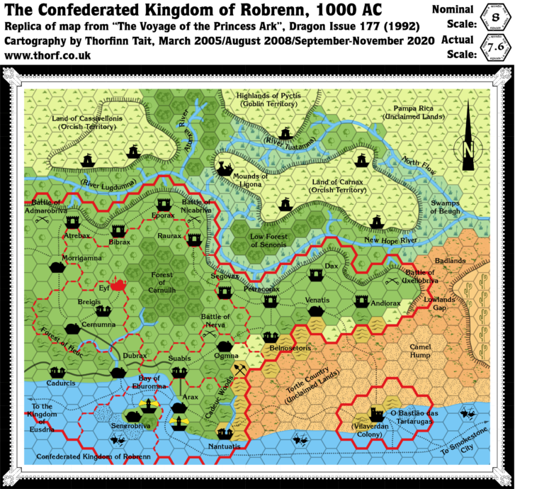 Dragon 177 Robrenn, 8 miles per hex | Atlas of Mystara