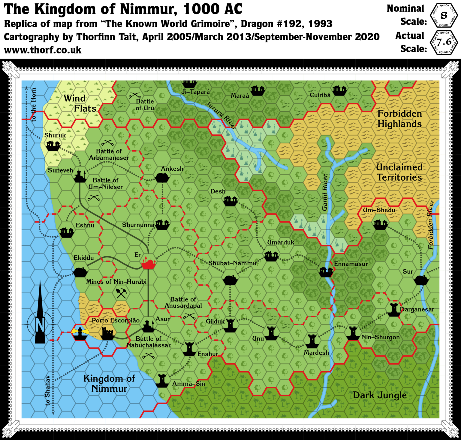 Dragon 192 Nimmur, 8 miles per hex | Atlas of Mystara