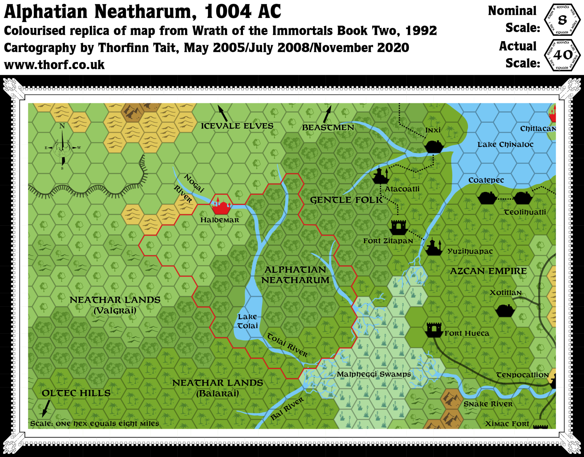 Wrath of the Immortals Alphatian Neatharum, 40 miles per hex | Atlas of ...