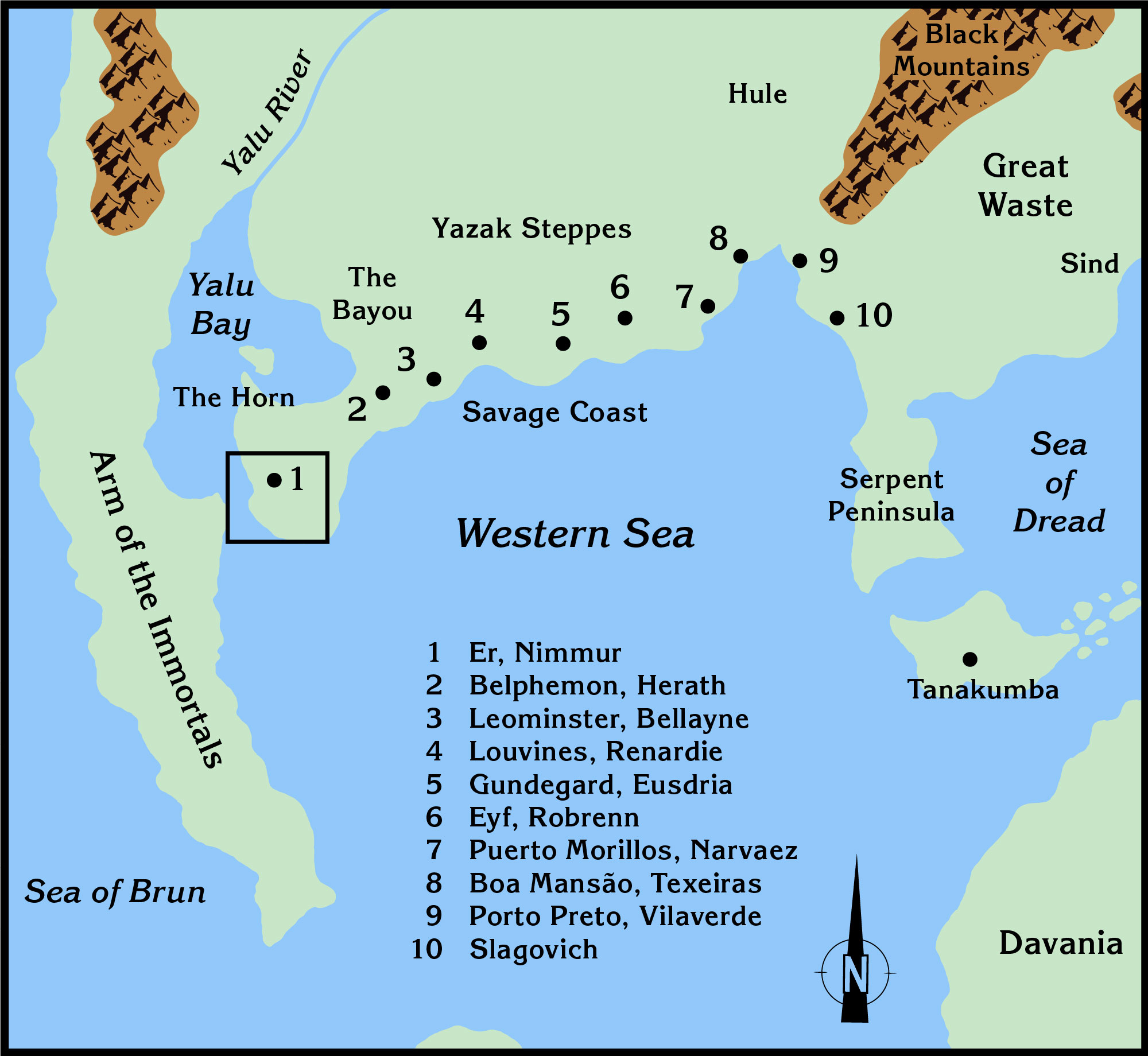 Replica of Dragon 192's inset map of Southwestern Brun