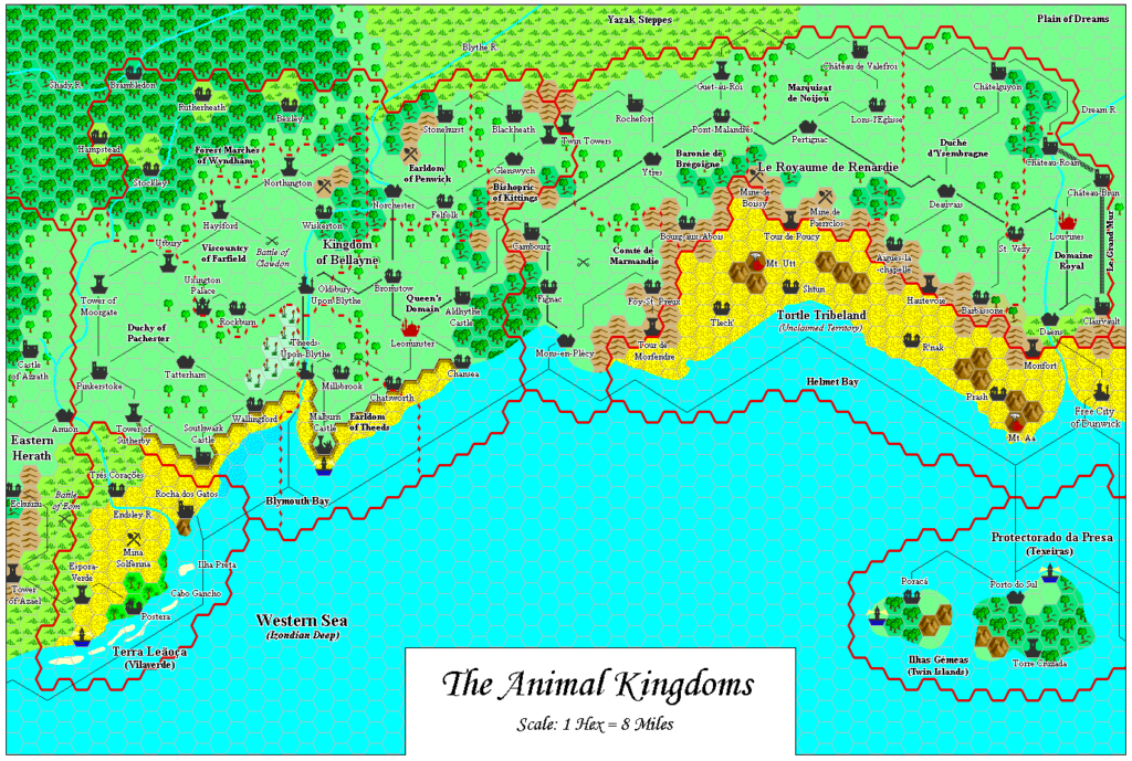 The Animal Kingdoms, 8 miles per hex by Adamantyr, February 2000