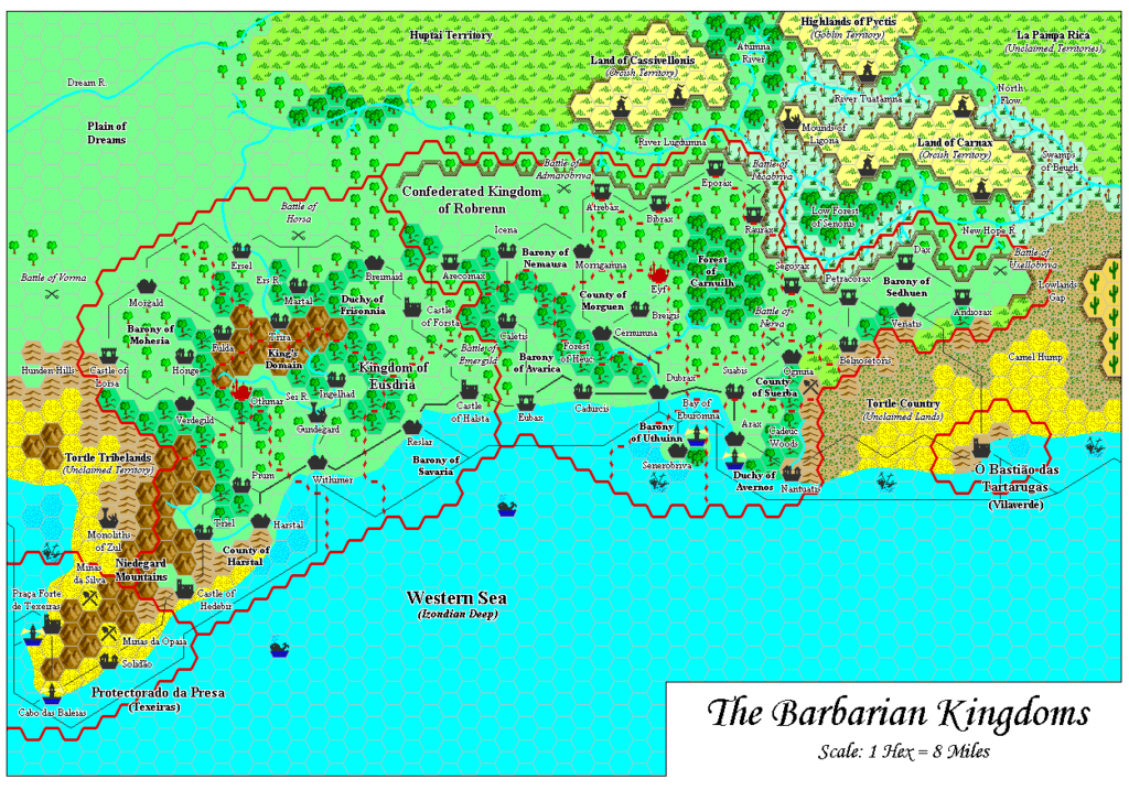 The Barbarian Kingdoms, 8 miles per hex by Adamantyr, February 2000