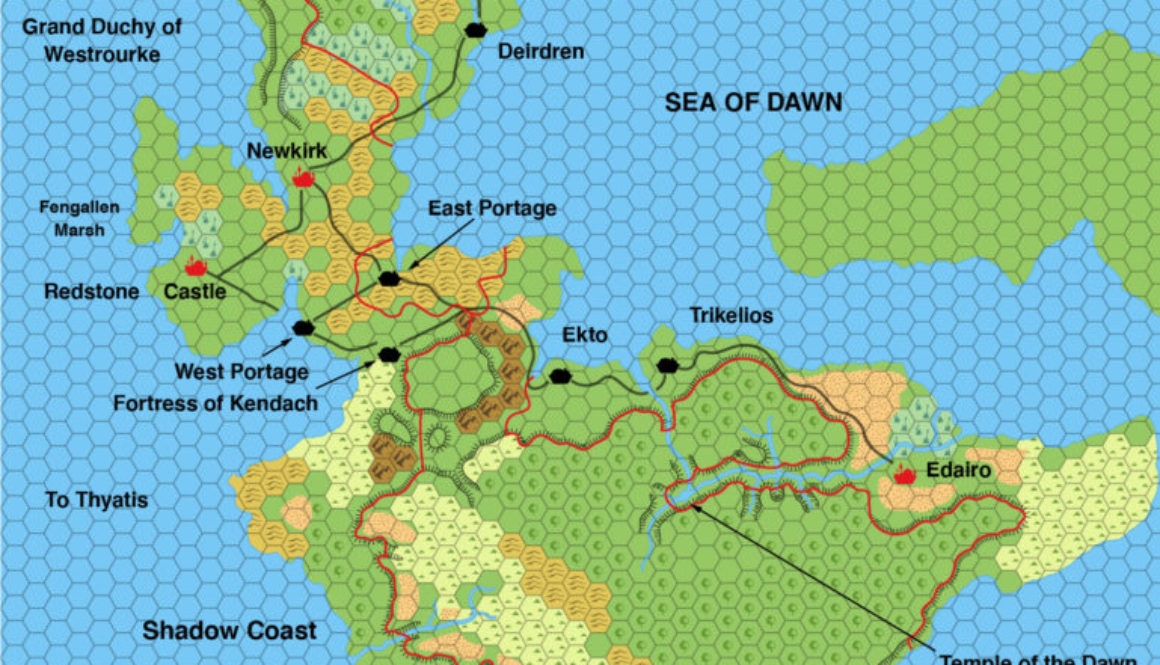 Colourised replica of M5’s Isle of Dawn map, 24 miles per hex