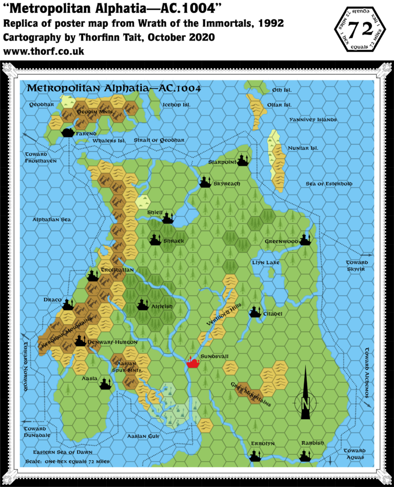 Wrath of the Immortals Alphatia 1004 AC, 72 miles per hex | Atlas of ...