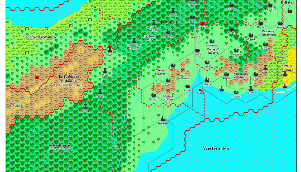 Magiocracy of Herath, 8 miles per hex by Adamantyr, February 2000