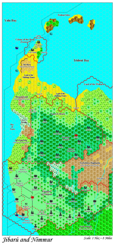 Jibarú and Nimmur, 8 miles per hex by Adamantyr, February 2000